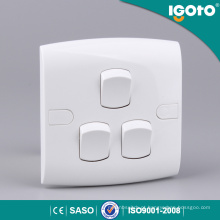 Igoto E301 Best Selling 3 Gang Toque Interruptor De Parede Do Hotel